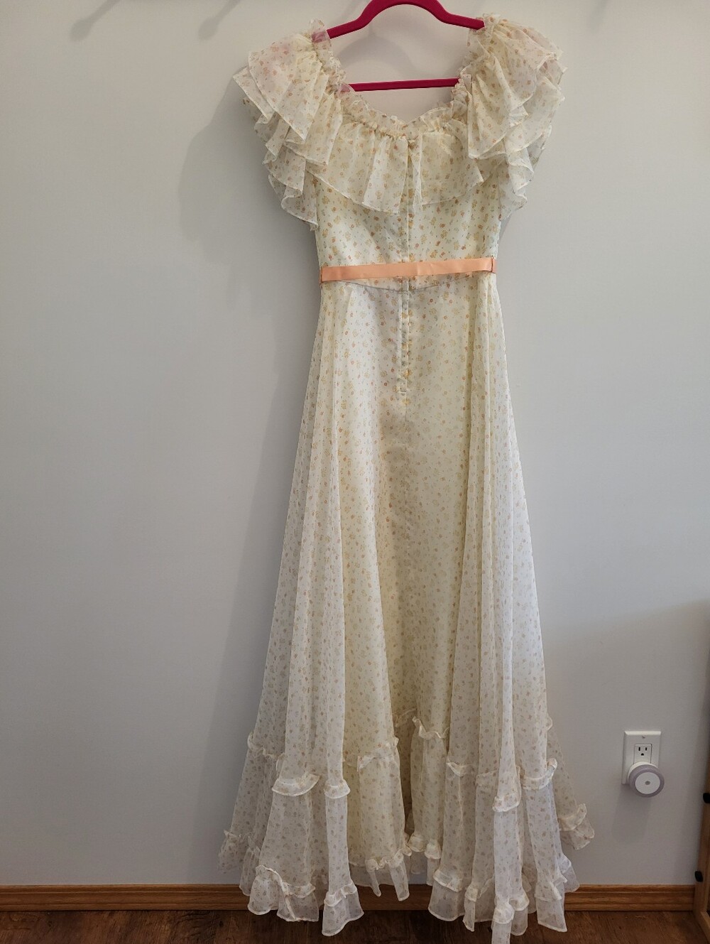 Vintage 70s Prairie Maxi Dress Boho Ruffles Cottagecore Formal Cocktail - Picture 7 of 14